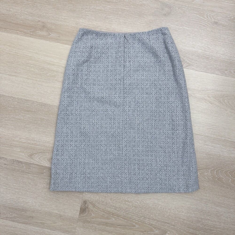 VTG Emanuel Ungaro Laser Cut Wool Skirt 90s Archival Minimalist Career Gray 4 38 - Picture 3 of 12
